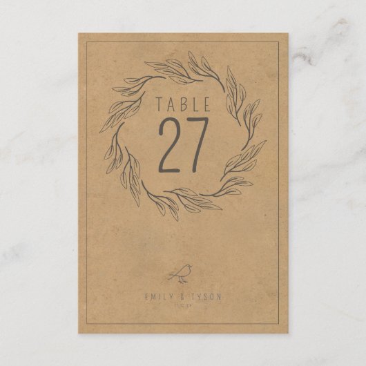 Rustieke Boho Krans Trouwtafel Nummer ID1109 Kaart (Voorkant)