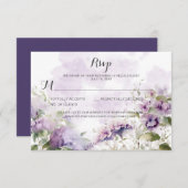 Rustieke Boho Lavendel Paarse Bloemen Bruiloft RSVP Kaartje (Voorkant / Achterkant)