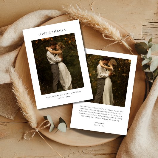 Rustieke Boho Moderne Couples Bruiloftsfoto Bedankkaart