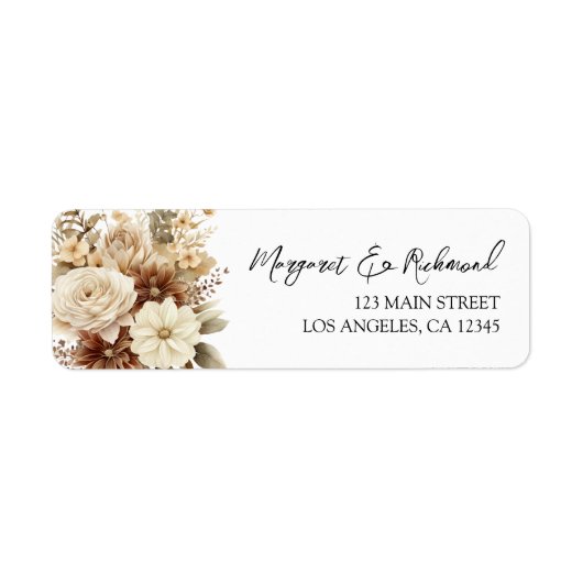 Rustieke Boho Neutral Floral bruiloft Adresetikett Etiket (Voorkant)