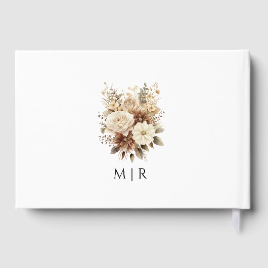 Rustieke Boho Neutral Floral bruiloft gastenboek (Achterkant)