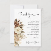 Rustieke Boho Neutral Floral Wedding Bedankt Card (Voorkant)