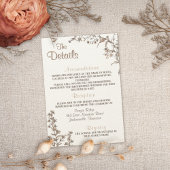 Rustieke Boho Neutral Wildflower Wedding Details Informatiekaartje