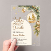 Rustieke Boho Neutral Winter Christmas Baby shower Acryl Uitnodigingen (Insitu (Draagbaar))