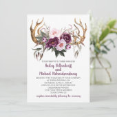 Rustieke Boho Paarse Plum Pioenengewei Bruiloft Kaart (Staand voorkant)