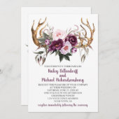 Rustieke Boho Paarse Plum Pioenengewei Bruiloft Kaart (Voorkant / Achterkant)