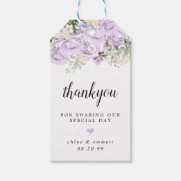Rustieke Boho Paarse Roos Bloemenbruiloft Cadeaulabel
