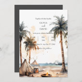 Rustieke Boho Palm kustlandschap strand bruiloft Kaart (Voorkant / Achterkant)