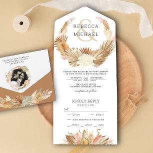 Rustieke Boho Pampas Gras Krans Gedroogde Palm Bru All In One Uitnodiging