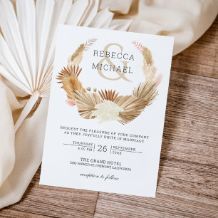 Rustieke Boho Pampas Gras Krans Gedroogde Palm Bru Kaart