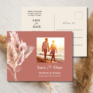 Rustieke Boho Pampas Gras Save The Date Foto Briefkaart