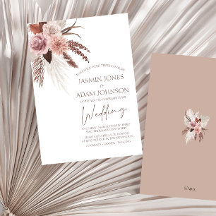 Rustieke Boho Pampas Grass Gedroogde Bloemen Huwel Kaart