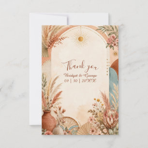 Rustieke Boho Pampas wilde bloemen Huwelijk Bedankkaart