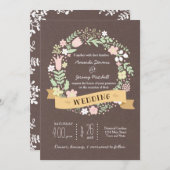Rustieke Boho Pastel Bloem Krans Bruiloft Kaart (Voorkant / Achterkant)
