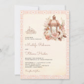 Rustieke Boho Perzik Bloemenlantaarn Moslim Bruilo Kaart (Voorkant)
