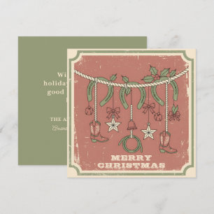 Rustieke Boho Prettig op de Ranch Kerstmis Feestdagenkaart