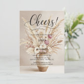 Rustieke Boho Proost Neutrale Bloemen Uitnodiging (Staand voorkant)