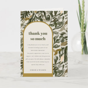 Rustieke Boho Retro Boog Groene Botanische Huwelij Bedankkaart