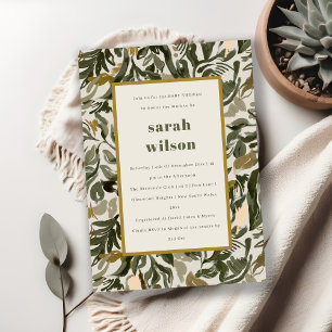 Rustieke Boho Retro Groene Botanische Baby shower Kaart
