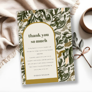 Rustieke Boho Retro Groene Botanische Bruiloftsdou Bedankkaart