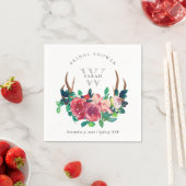 Rustieke Boho Rode Bloem Herten Geweien Bruidsdine Servet (Insitu)