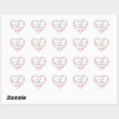 Rustieke Boho roze bloemenbruiloft Hart Sticker (Vel)