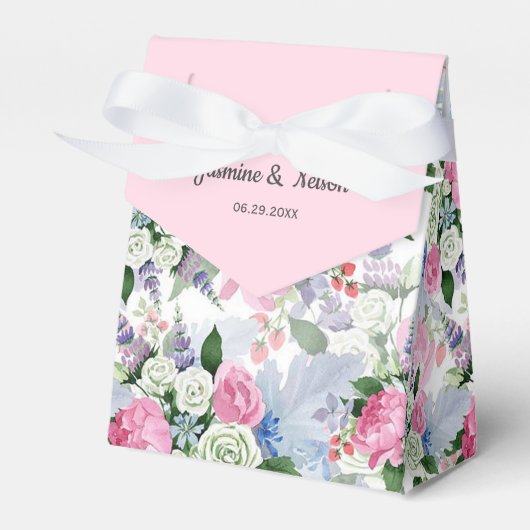 Rustieke boho roze lila waterverf bloem bruiloft bedankdoosjes (Voorkant Zijde)