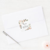 Rustieke Boho Roze Wit Bloemen Bruiloft Vierkante Sticker (Envelop)
