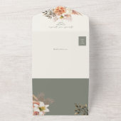 Rustieke Boho Sage Groene Bloemen Huwelijk All In One Uitnodiging (Buitenkant)