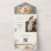 Rustieke Boho Sage Groene Bloemen Huwelijk All In One Uitnodiging (Binnen)