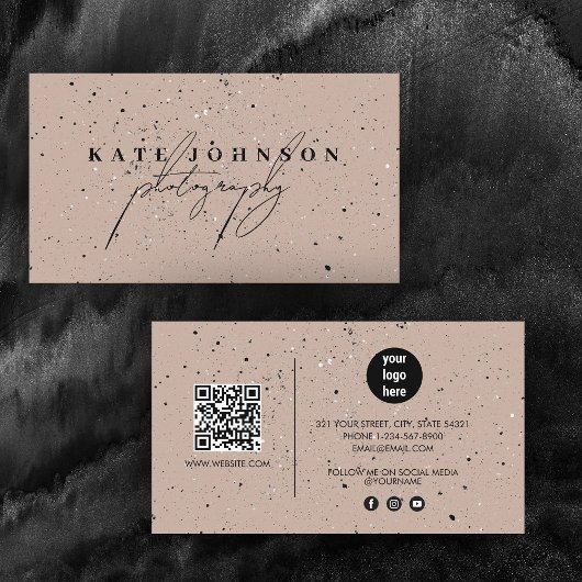 Rustieke Boho Signature Script QR Code Social Medi Visitekaartje