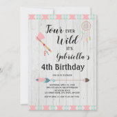 Rustieke Boho Stam Vier Wild 4de Verjaardag Kaart (Voorkant)