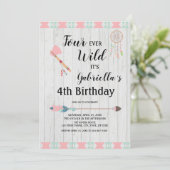 Rustieke Boho Stam Vier Wild 4de Verjaardag Kaart (Staand voorkant)