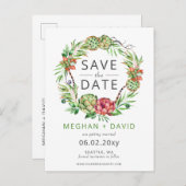 Rustieke Boho Succulent Cactus Save the Date Aankondigingskaart (Voorkant / Achterkant)