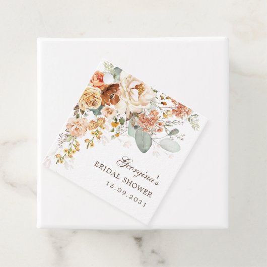 Rustieke Boho Terracotta Bloemige Bruiloftsshower Bedankjes Labels (In situ)