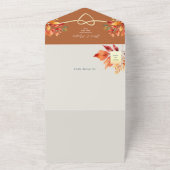 Rustieke Boho Terracotta Herfst Bruiloft All In One Uitnodiging (Buitenkant)