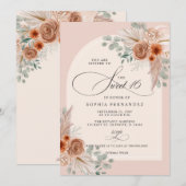 Rustieke Boho Terracotta Pampas Sweet 16 Kaart (Voorkant / Achterkant)