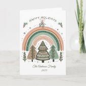 Rustieke Boho Terracotta Regenboog Bomen Kerstmis Feestdagen Kaart (Voorkant)