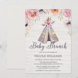 Rustieke Boho Tribal Teepee Meisje Baby Brunch Dou Kaart