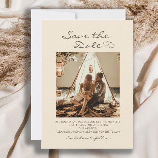 Rustieke Boho Trouw Hartjes Save The Date
