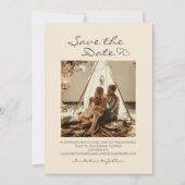 Rustieke Boho Trouw Hartjes Save The Date (Voorkant)