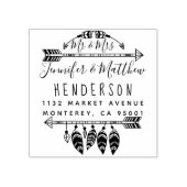Rustieke Boho veren en pijlen Mr & Mrs Adres Rubberstempel (Afrduk)