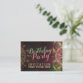Rustieke Boho Verjaardagsfeest Mini Uitnodiging Ka (Staand voorkant)