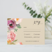 Rustieke Boho Waterverf Bloemen Bruiloft RSVP Kaartje (Staand voorkant)