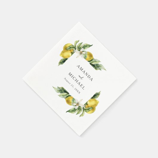 Rustieke Boho Waterverf Citrusvruchten Bruiloft Servet (Hoek)