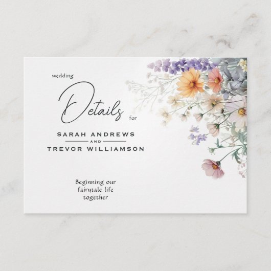 Rustieke Boho Waterverf Wildbloemen Informatiekaartje (Voorkant)