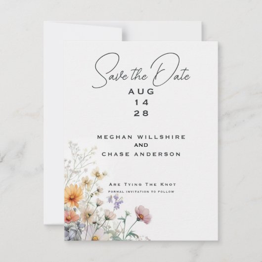 Rustieke Boho Waterverf Wildbloemen Kaart (Voorkant)