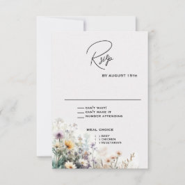 Rustieke Boho Waterverf Wildbloemen RSVP Kaartje