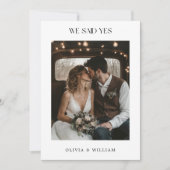 Rustieke Boho We Said Yes Budget Bruiloft Foto Aankondiging (Voorkant)