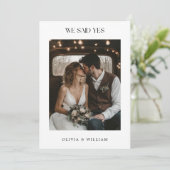 Rustieke Boho We Said Yes Budget Bruiloft Foto Aankondiging (Staand voorkant)